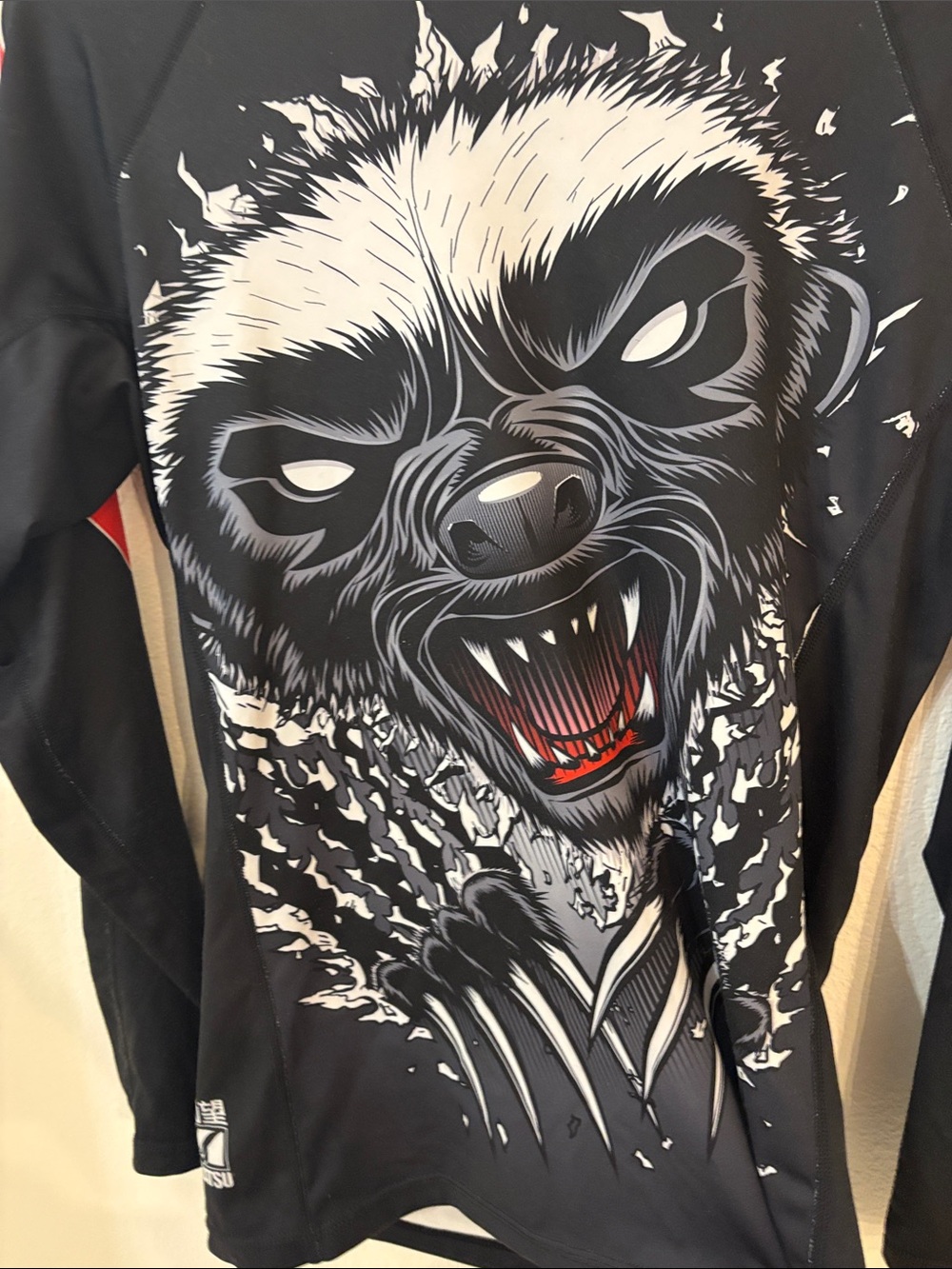 Tatami Fightware x Meerkatsu Original artwork black rash guard w/ animal graphic